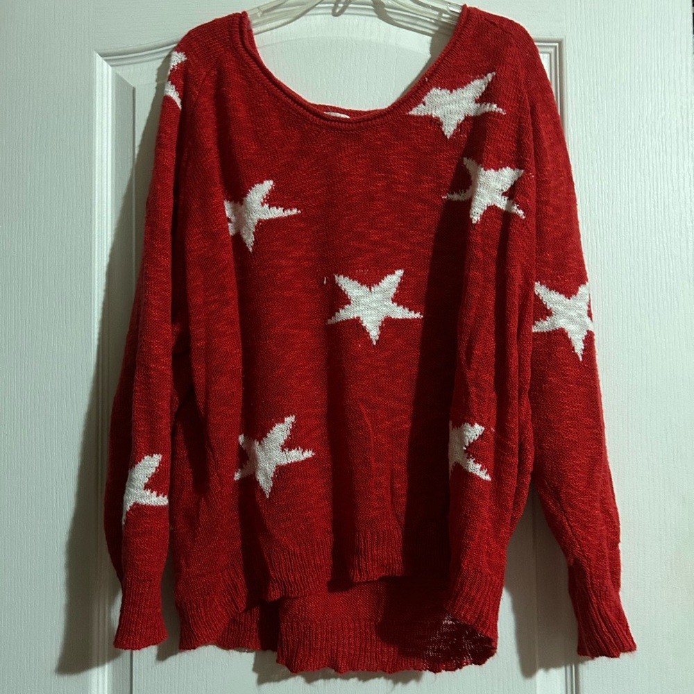 Boutique Red Star Pattern Sweater - image 1